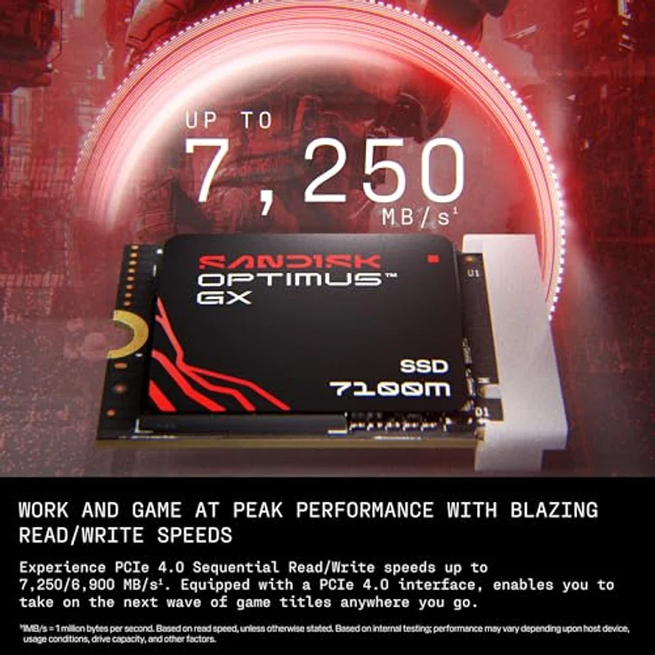 SANDISK Optimus™ 7100M NVMe™ Festplatte, 2 TB SSD PCIe 4.0, interne M.2 2230 für Gaming – Bild 3