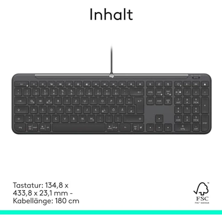 Logitech Kb K620 For Business, kabelgebundene QWERTZ-Tastatur mit Scissor-Switch-Technologie, Schwarz – Bild 8