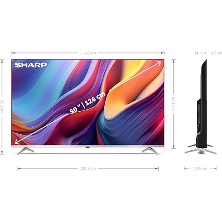 SHARP 50GP6265E 50 Zoll 4K Ultra HD QLED Fernseher ohne Rahmen mit Google TV, Dolby Vision & Atmos, HDMI 2.1, Chromecast, Harman/Kardon Sound – Bild 4