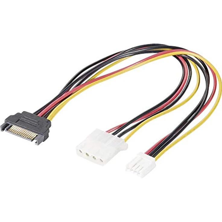 Renkforce Strom Y-Kabel [1x SATA-Strom-Stecker 15pol. - 1x IDE-Strom-Buchse 4pol., Floppy Stecker 4pol.] 0.20 m Schwarz – Bild 2