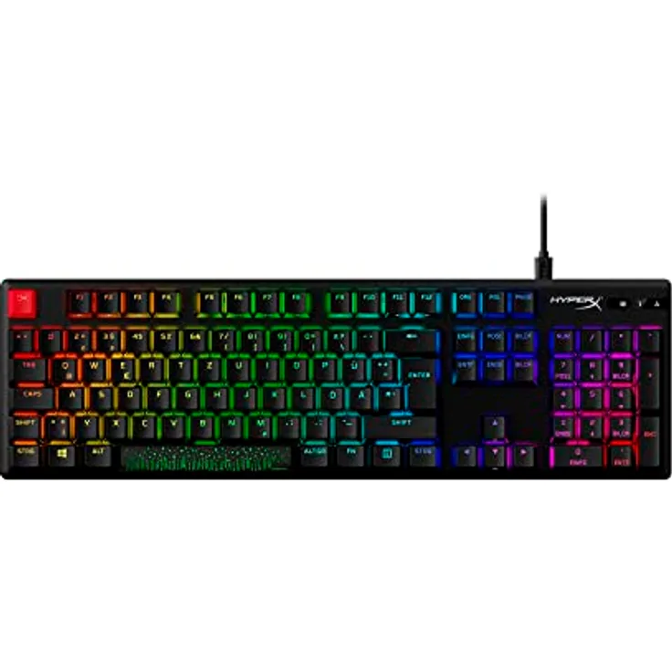 HyperX Alloy Origins PBT – Mechanische Gaming Tastatur, PBT Keycaps, Tastenkappen, RGB, HyperX Mechanische Switches, Schalter, kompakt, tragbar, robustes Aluminiumgehäuse, verstellbare Füße, Schwarz