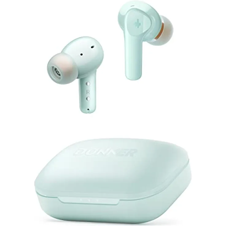 Donner Bluetooth Kopfhörer mit Geräuschunterdrückung, In Ear Kopfhörer kabellos mit 12mm Audiotreiber, intensiver Bass, Noise Cancelling Kopfhörer mit 4 Mikrofone, 32 Std Akku, Bluetooth 5.2, grün