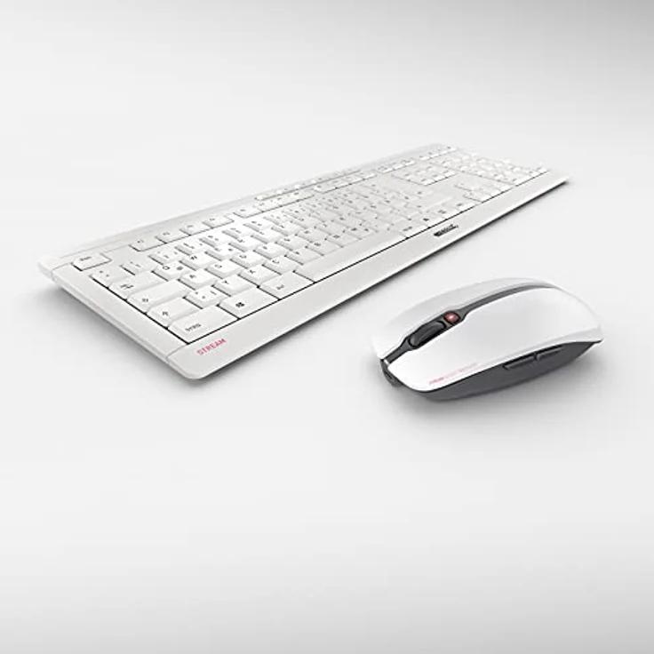 CHERRY STREAM DESKTOP RECHARGE, kabelloses Tastatur- und Maus-Set, Schweizerisches Layout, QWERTZ Tastatur, wiederaufladbar, Blauer Engel, GS-Zulassung, SX Scherenmechanik, leise, weiß-grau – Bild 2