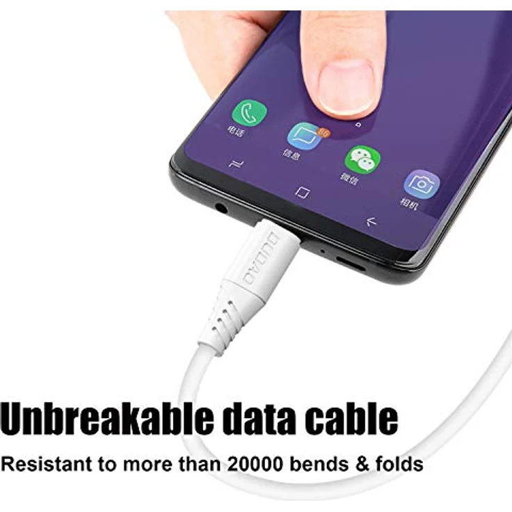 DUDAO USB Kabel Typ C, Schnellladekabel für Smartphones und Tablets, 1m, für Samsung Galaxy 5A, schnelles Aufladen und Datenübertragung – Bild 3