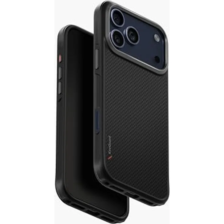 UNIQ KEVA Hülle für iPhone 17 Pro Max, ultradünne Kevlar Konstruktion, mattschwarze Oberfläche, MagSafe-kompatibel