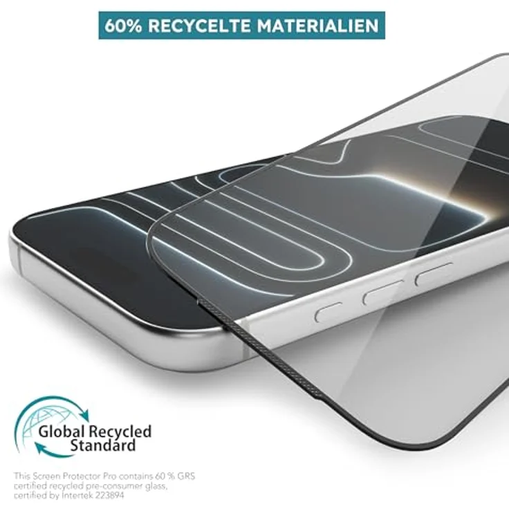 VONMÄHLEN Screen Protector Pro, Hochwertiger Displayschutz aus 76% recycelten Materialien, 3x gehärtetes Aluminosilikatglas, Kratzfest, 18 kg Sturzschutz, Perfekte Passform – Bild 3