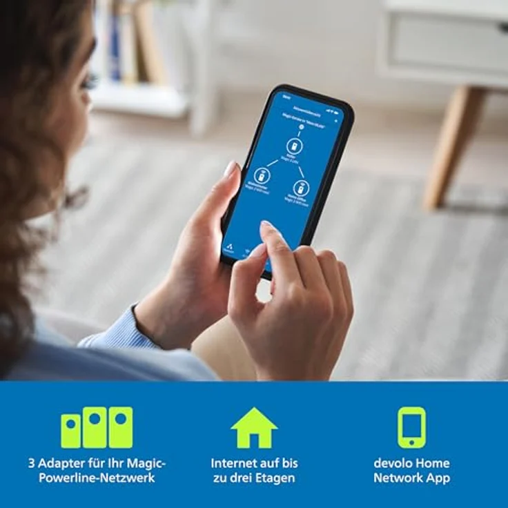 devolo Magic 2 2400 WiFi ac next Multiroom Kit: Stabilstes Set mit 3 Powerline-Adaptern für raumübergreifendes Mesh-WLAN, ideal für Streaming (2400 Mbit-s, 4x Gigabit LAN-Anschlüsse) - Preisvergleich – Bild 3