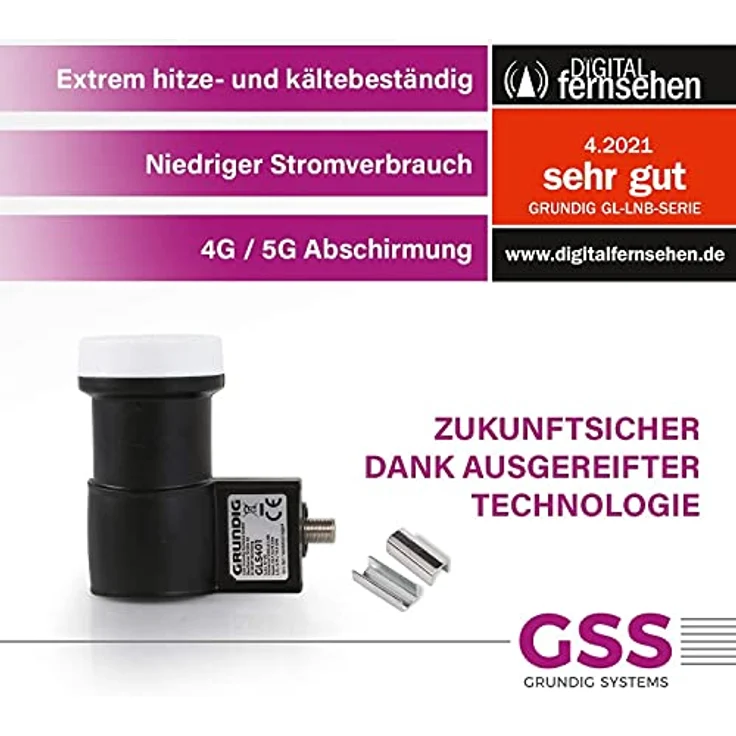[Test SEHR GUT *] GSS Single LNB für digital Satschüssel - für 1 Teilnehmer, Receiver - 1fach 1-Fach, mit LTE Filter - Full HD, 4K, 0.1dB, Wetterschutzkappe, kälte- & hitzebeständig + Aufdrehhilfe – Bild 4