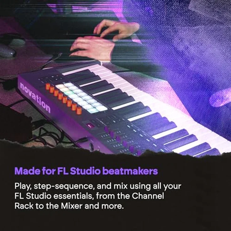 Novation FLkey 2 49, USB MIDI-Keyboard mit 49 halbgewichteten Tasten, optimiert für FL Studio, inkl. Arpeggiator und 16 Pads mit Aftertouch – Bild 5