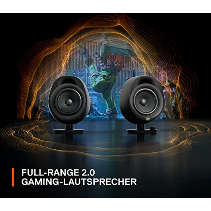 SteelSeries Arena 3 - Full-Range 2.0 Gaming-Lautsprecher – Fesselndes Audio – Intuitive Bedienung – 4-Zoll-Treiber – Kabelgebunden oder Bluetooth – 3,5-mm Aux-Anschluss – PC, Mac, Mobilgeräte, Black – Bild 2