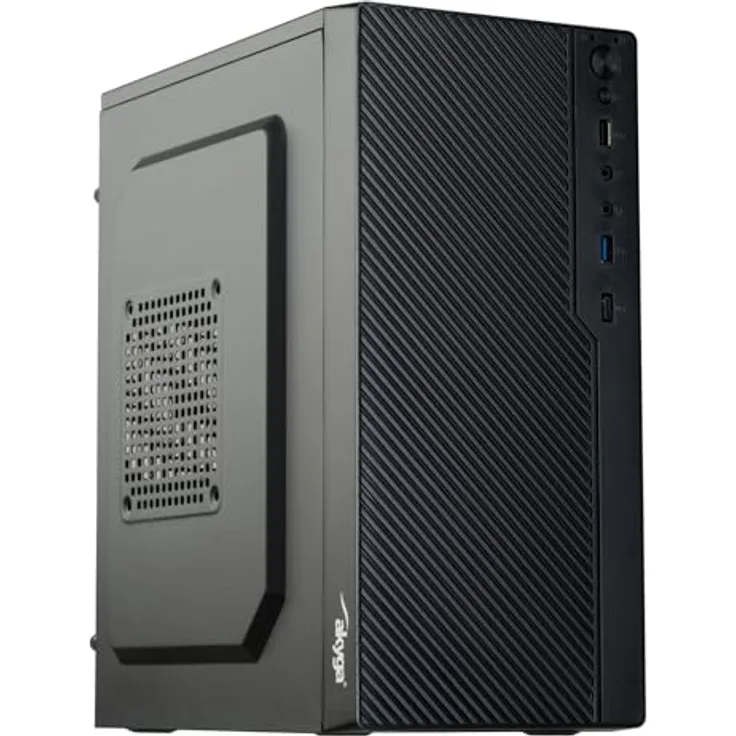 Akyga AK36BK, Micro Tower PC-Gehäuse in Schwarz, kompatibel mit Micro ATX, Flex ATX und Mini ITX, Platz für 3 Festplatten, 2 x USB 3.0/2.0 Anschlüsse