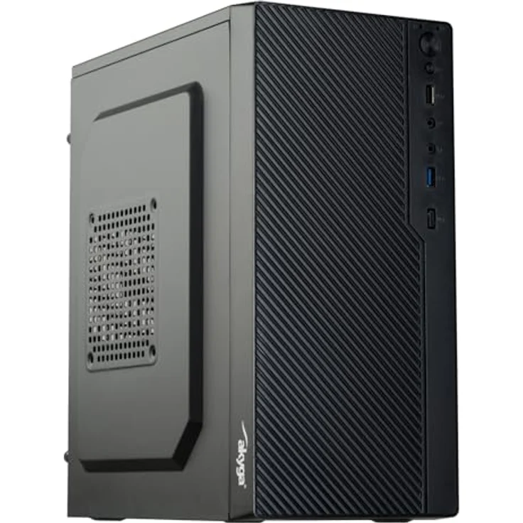 Akyga AK36BK, Micro Tower PC-Gehäuse in Schwarz, kompatibel mit Micro ATX, Flex ATX und Mini ITX, Platz für 3 Festplatten, 2 x USB 3.0/2.0 Anschlüsse – Bild 1