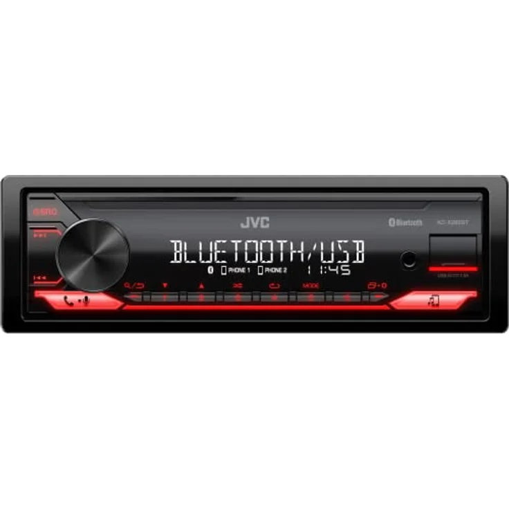 JVC KD-X282BT, 1-DIN Digital Media Receiver mit Bluetooth, FM/AM Tuner und USB, rot – Bild 1