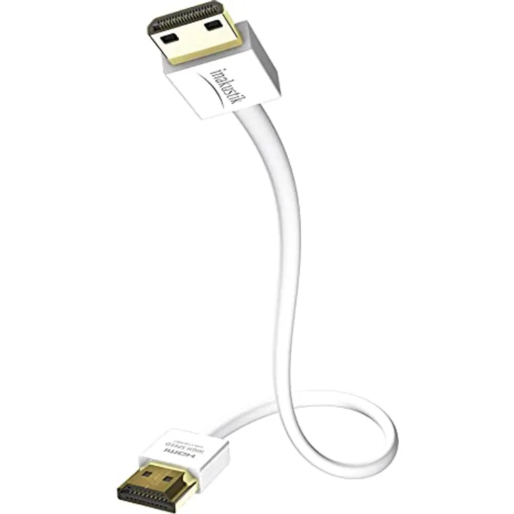 Inakustik – 004246815 – Premium High Speed HDMI 2.0 Kabel mit Ethernet |ultra flacher Aufbau |Ultra HD| 1,50m in Weiß | 2160p - 4K@50/60Hz - Audio Return Channel - HDR-Support - HD Audio