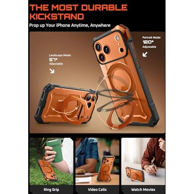 SUPCASE iPhone 17 Pro Max Hülle Unicorn Beetle Grip, Militärstandard Fallschutz, MagSafe-kompatibel, integrierter Ringhalter, Coral – Bild 4