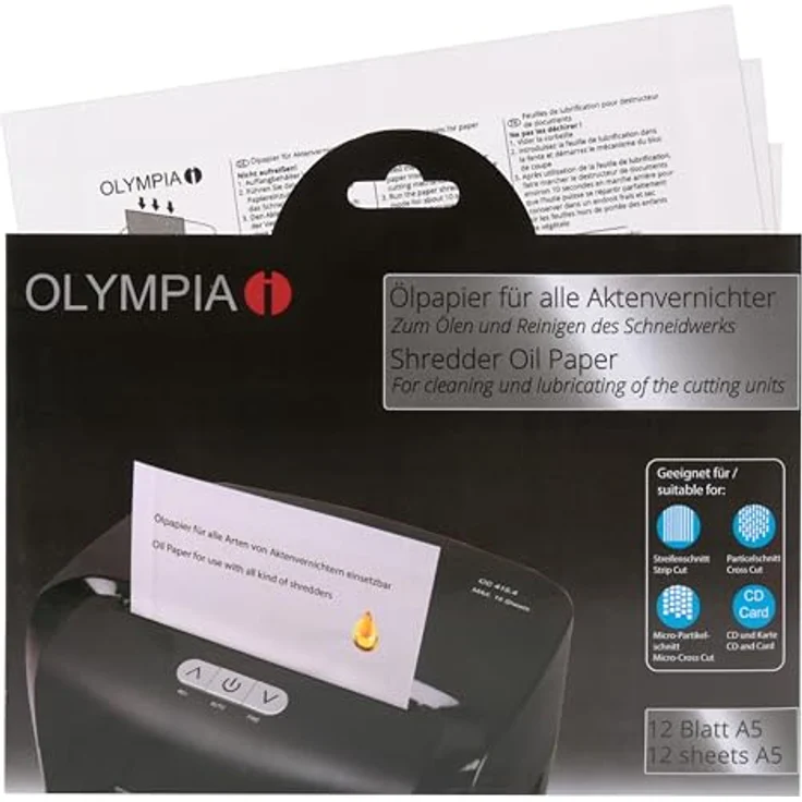 OLYMPIA Ölpapier für Aktenvernichter zum Reinigen und Schmieren des Schneidwerkes - Preisvergleich – Bild 2