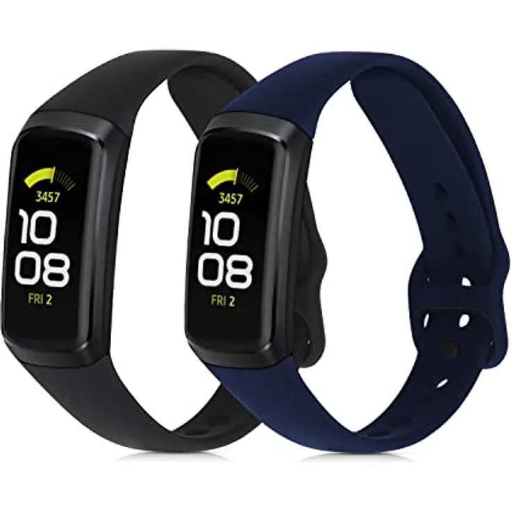 kwmobile 2X Sportarmband Set für Samsung Galaxy Fit (SM-R370) - Verstellbares TPU Silikon Armband in verschiedenen Farben, reißfest und flexibel