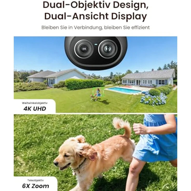 Reolink TrackFlex Floodlight WiFi, 4K Wi-Fi 6 PTZ Überwachungskamera mit 3000 Lumen Flutlicht, Auto-Tracking-Zoom, 270° PIR-Erkennung, WLAN Kamera für Outdoor mit Lokaler KI-Videosuche – Bild 2