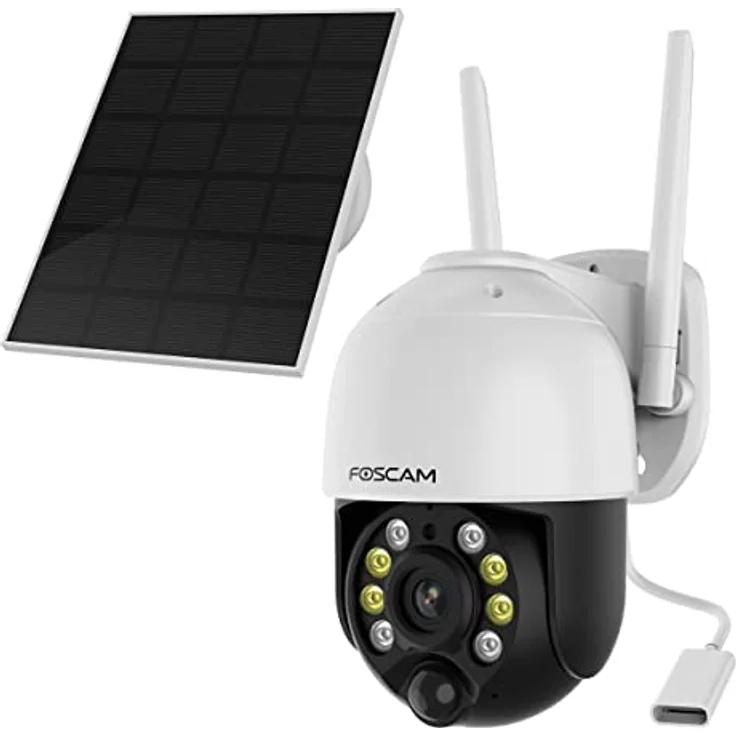 Foscam B4 batteriebetriebene 2K 4 MP WLAN-Überwachungskamera mit Schwenk- und Neigefunktion, inkl. hocheffizientem Solarpanel, Zwei-Wege-Audio, Nachtsicht in Farbe, IP65 Wasserfest – Bild 1