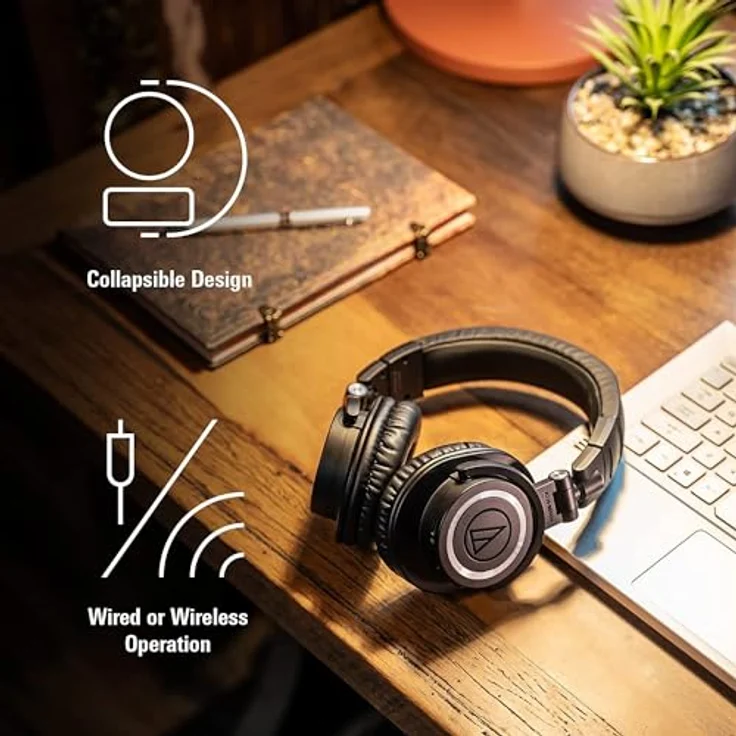 Audio-Technica ATH-M50xBT2, Kabellose Over-Ear-Kopfhörer mit 50 Stunden Akkulaufzeit, Schwarz – Bild 5