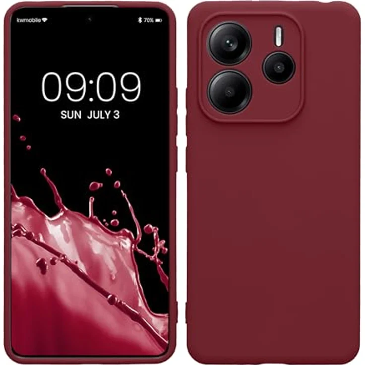 kwmobile Handyhülle kompatibel mit Xiaomi Redmi Note 14 5G, weiche Silikon Schutzhülle in Bordeaux Violett, reißfest und rutschfest – Bild 1