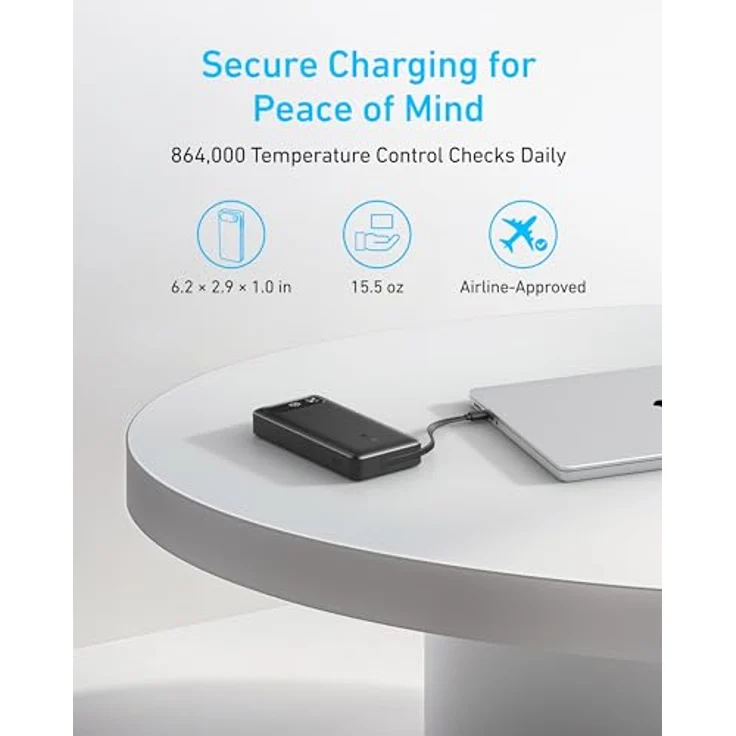 Anker Power Bank (20K, 87W, Built-In USB-C Cable) in Schwarz – Bild 6