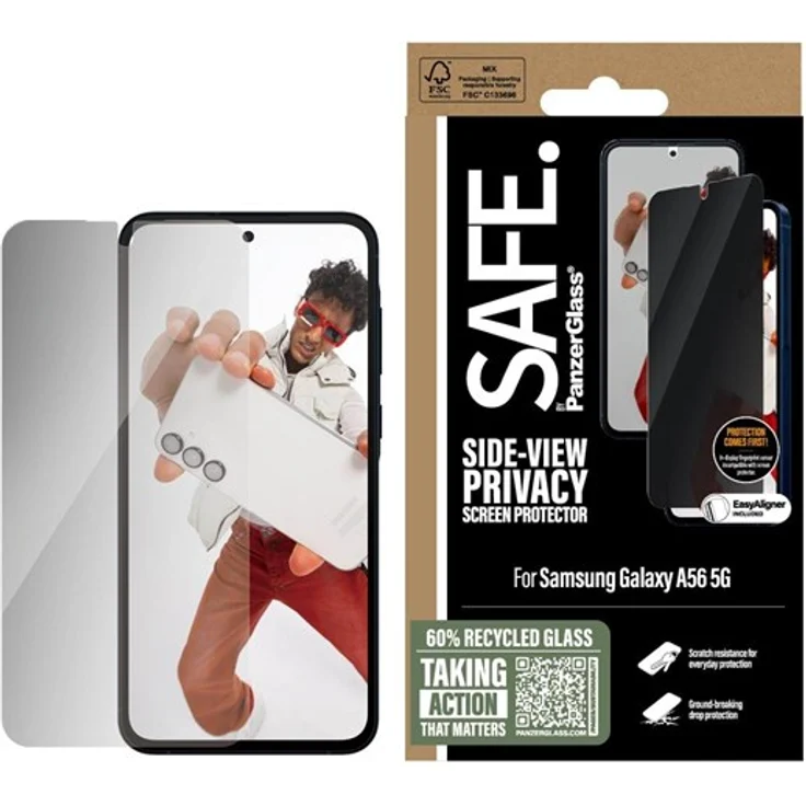 SAFE by PanzerGlass Privacy Screen Protector für Samsung Galaxy A56 5G, Ultra-Wide Fit aus 60% recyceltem Glas, EasyAligner Installation