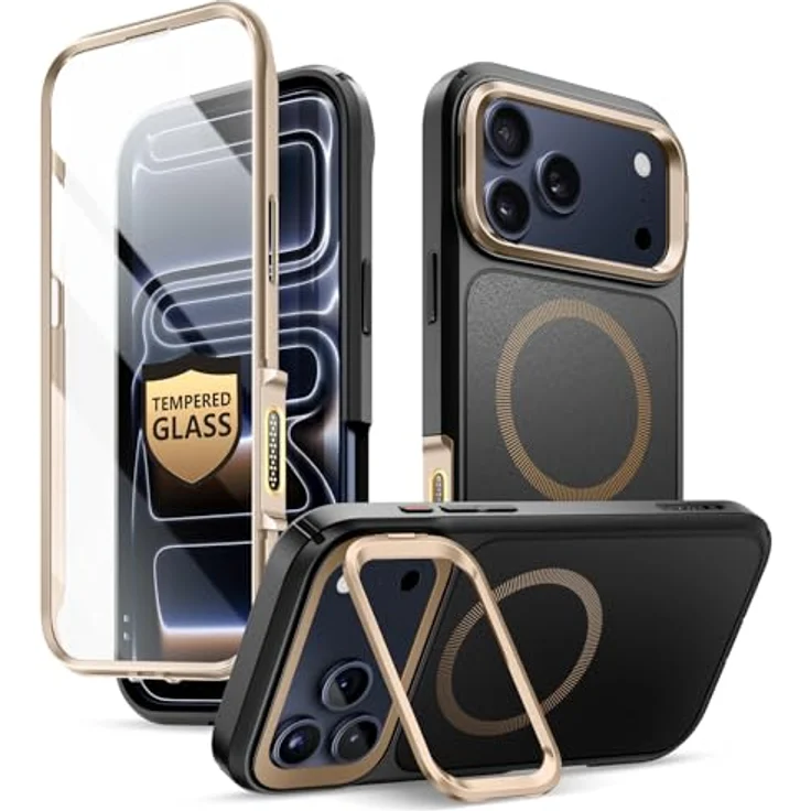 i-Blason iPhone 17 Pro Max Hülle MagSafe mit Ständer, 9H Displayschutz aus gehärtetem Glas, Kameraständer, robustes Bumper Case, magnetische Handyhülle, 6,9 Zoll (Desert) – Bild 1