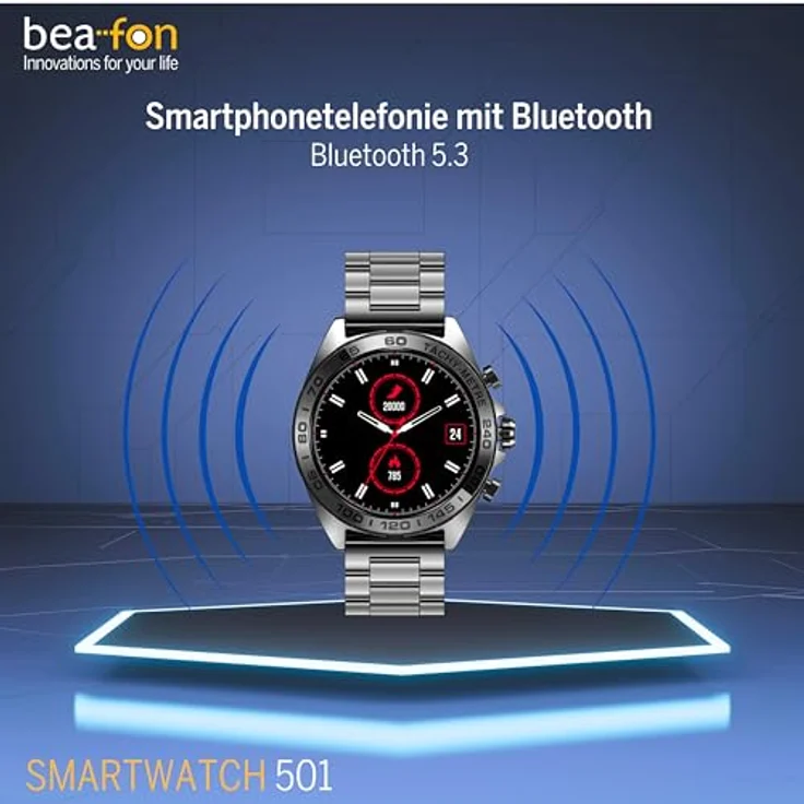 Aiwa BEA·FON SMARTWATCH 501 STAINLESS STEEL / SMARTWATCH 1.43" AMOLED, Schwarz, Small – Bild 3