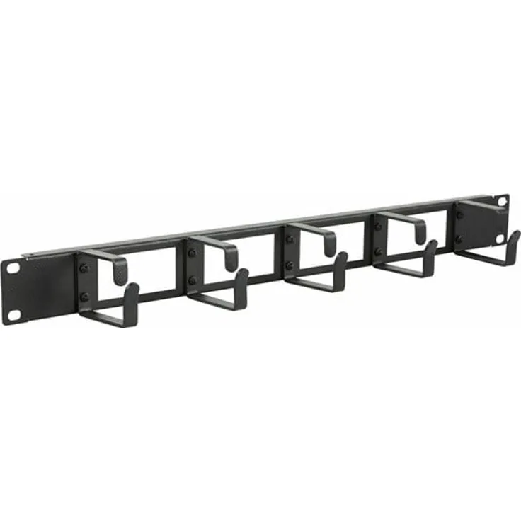 Lanview Rack-Kabelorganizer 1U mit Kabelführungslöchern, Schwarz, für Schrankmontage