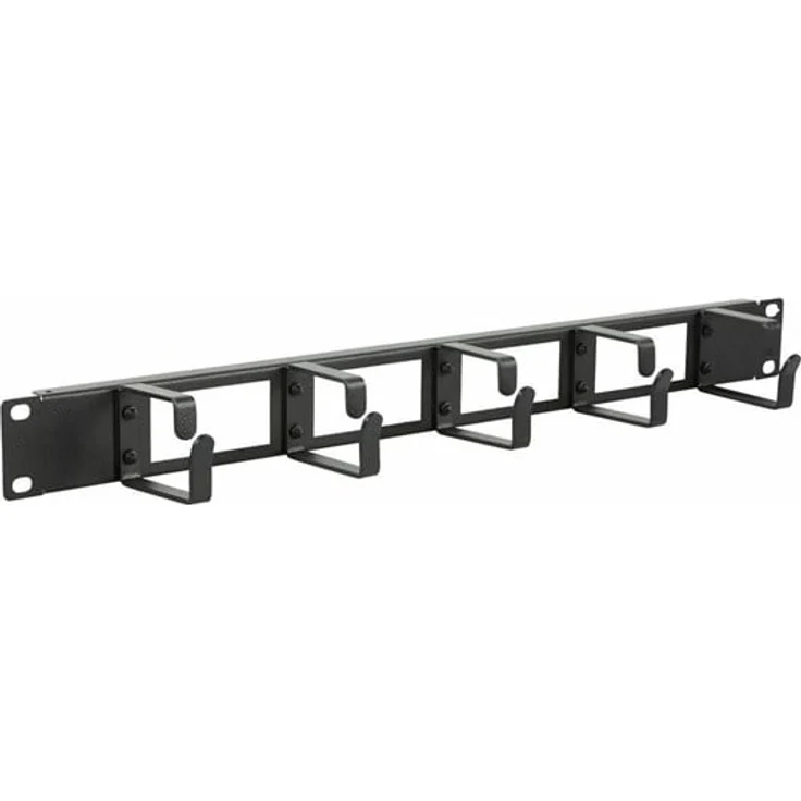 Lanview Rack-Kabelorganizer 1U mit Kabelführungslöchern, Schwarz, für Schrankmontage