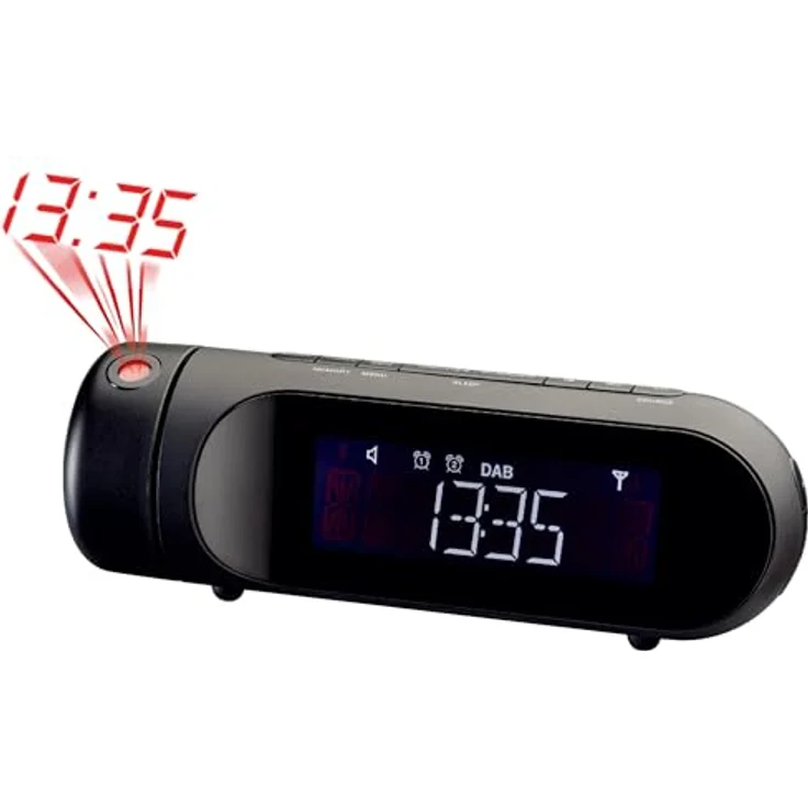 Majestic RS 119P DAB/DAB+/FM Radiowecker mit LCD-Display, einstellbarer Projektionsuhr, USB Ladeanschluss, zwei Alarme und drei Klingeltöne, schwarz – Bild 4