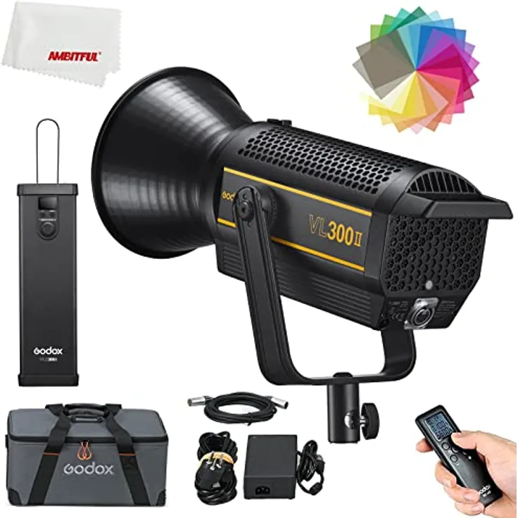 Godox VL300II LED Vedio Lichter, 5600K±200K Tageslicht, CRI 96+, TLCI 96, mit Effekteffekten für Neugeborene Fotografie,Studiobeleuchtung, Interview Beleuchtung, Videofilming.