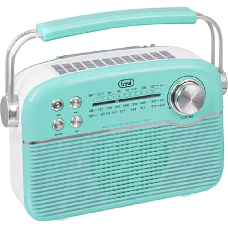 Trevi RA 7F50 BT, Tragbares Multiband-Solarradio mit AM, FM, Bluetooth und USB/microSD-Anschluss, Grün – Bild 3