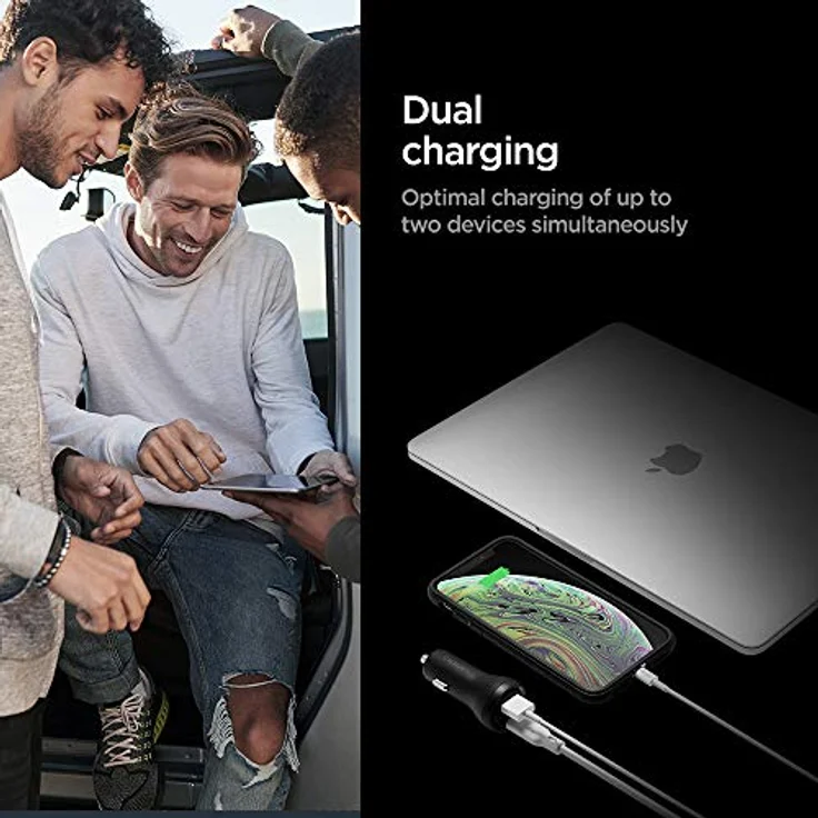 Spigen Essential 45W PD 2 Port KFZ Auto Ladegerät USB C Power Delivery Zigarettenanzünder Kompatibel mit iPhone 15 14 13 12 Mini SE 2020 11 X XR XS Max iPad Pro Galaxy S24 S23 S22 S21 S20 S10 Plus - Schnellladefunktion, Qualcomm QC 3.0, Breite Kompatibilität, iP Tech, Weiß – Bild 5