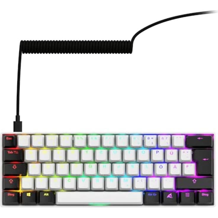 Sharkoon SKILLER SGK50 S4 Gen2, kompakte Gaming-Tastatur mit Gateron Yellow Switches und ergonomischem Design, weiss – Bild 2