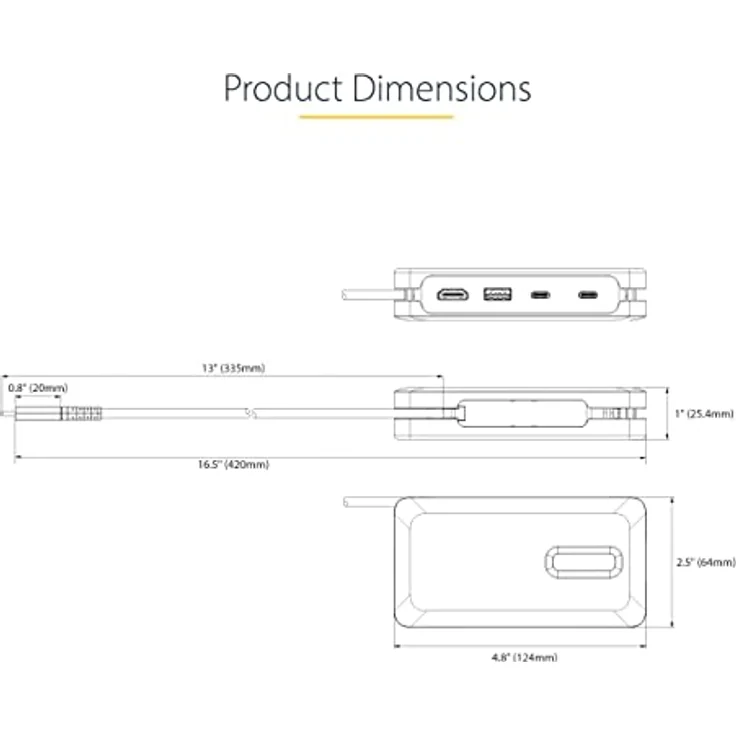 StarTech.com USB C Multiport Adapter-Dockingstation, USB-C Auf HDMI 2.0b 4K 60Hz, HDR, USB Hub, Ethernet, 100W PD, Thunderbolt 3/USB C Mini Dock/Reiseadapter, Laptop Docking Station (DKT31CH2CPD3) – Bild 4