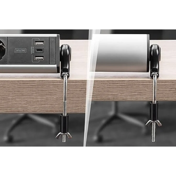 Digitus 6-fach Office-Steckdosenleiste, mit 3x USB-Ports, Überspannungsschutz, Aluminiumgehäuse – Bild 2