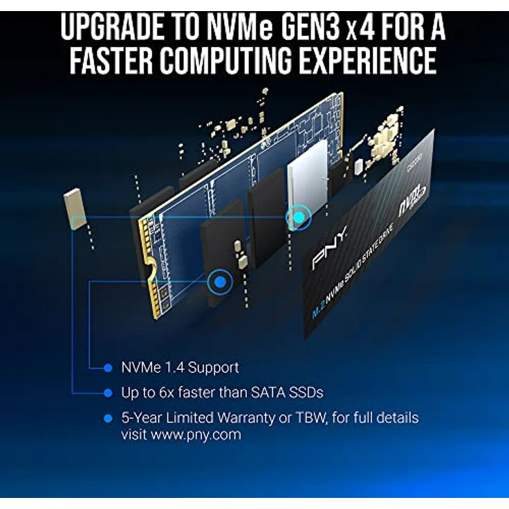 PNY CS2230 500GB M.2 NVMe Gen3 Internal Solid State Drive (SSD), up to 3300MB/s - M280CS2230-500-RB – Bild 4