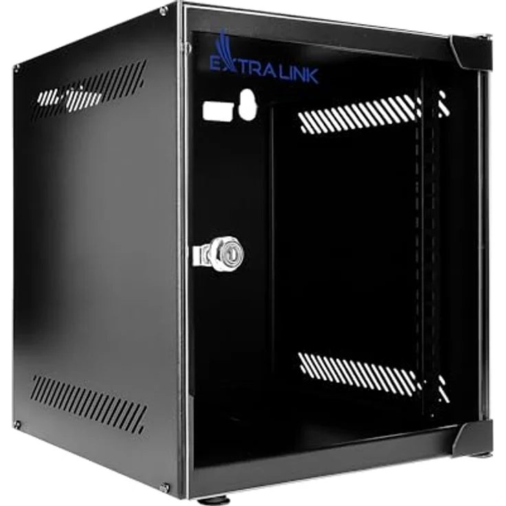 Extralink Netzwerkschrank 10 Zoll 6HE, Serverschrank mit 310 mm Tiefe, Traglast 30 kg, 180° Öffnung, Schwarz für Heimnetzwerk & IT-Geräte – Bild 1