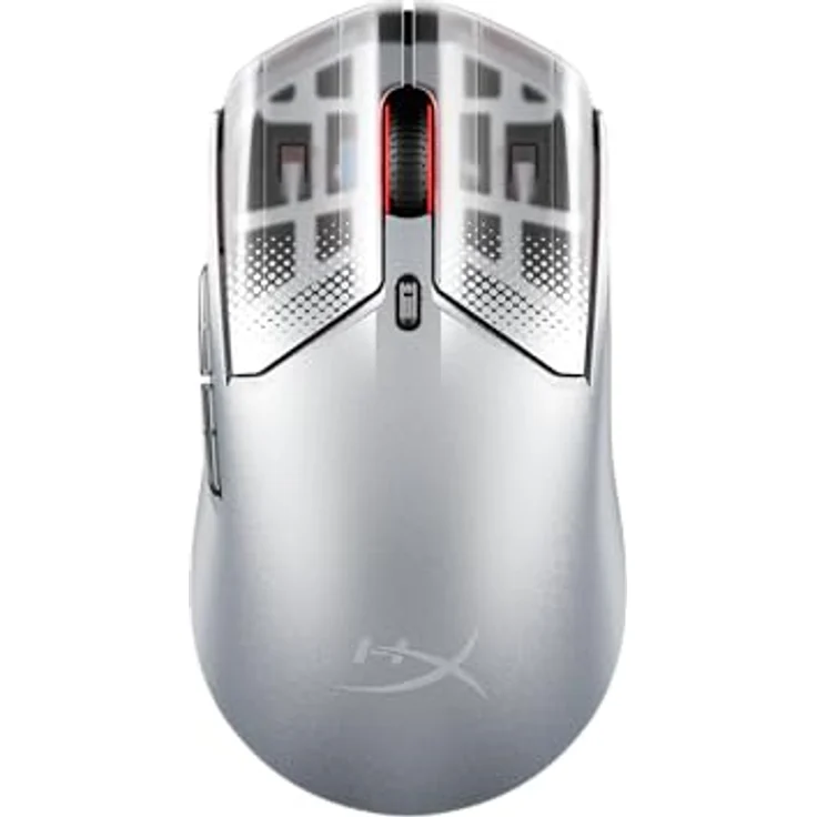 HyperX Pulsefire Haste 2 S, Kabellose Gaming-Maus mit Magnesiumgehäuse, Ultra-leicht (64 g), 120 h Akkulaufzeit, 26 K Sensor, Glas Skates, Silber – Bild 1