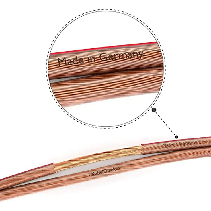 KabelDirekt - Lautsprecherkabel - Made in Germany - aus reinem Kupfer - 50m - (2x4mm² HiFi Audio Boxenkabel für Lautsprecher & Surround Systeme, OFC Kupfer, mit Polaritätskennzeichnung) – Bild 9