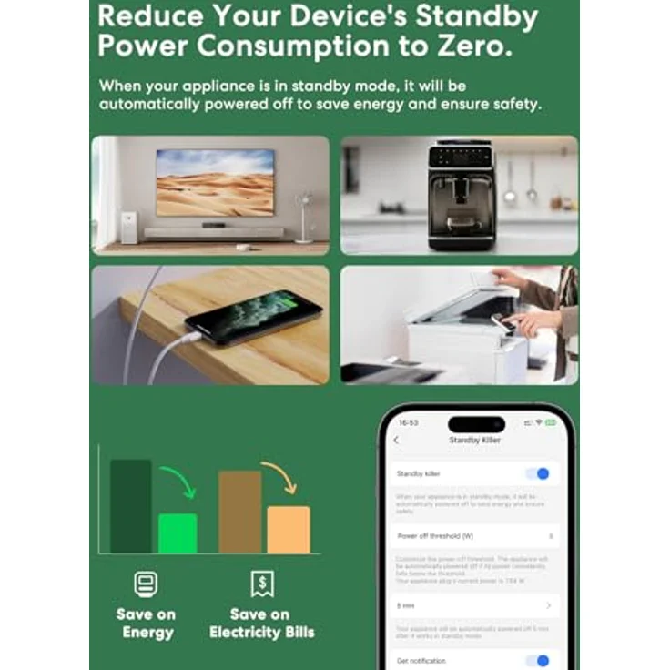 meross Matter Smart Steckdose mit Stromverbrauch, WLAN Steckdose für Balkonkraftwerk, Apple HomeKit, Alexa, Google, 16A, 1 Stück – Bild 3