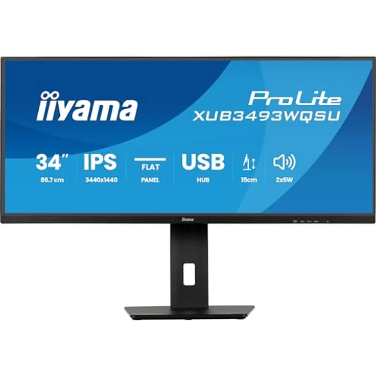 iiyama Prolite XUB3493WQSU-B6, 34 Zoll Ultra-Wide Monitor mit IPS-Panel, UWQHD, Pip, PBP und höhenverstellbarem Standfuß – Bild 2
