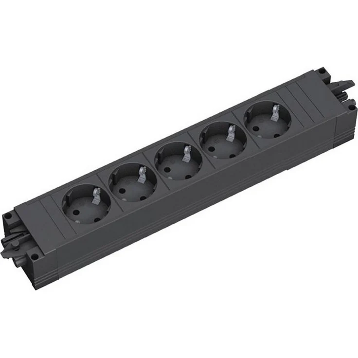 Bachmann STEP BASE Schutzkontakt Einbau-Tischsteckdosenleiste, 5x CEE7/3, schwarz – Bild 1