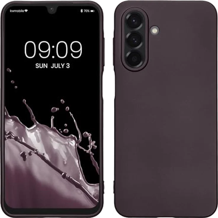 kwmobile Case kompatibel mit Samsung Galaxy A26 5G, Silikon Schutzhülle metallisch schimmernd in Metallic Brombeere, flexibel und reißfest – Bild 1