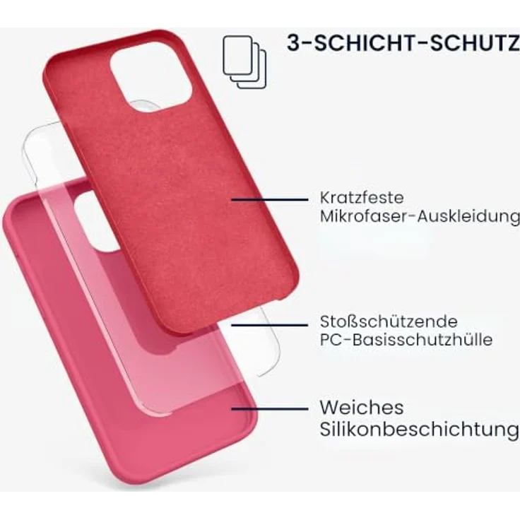kwmobile Handyhülle für iPhone 13 Pro Max – Silikon Case in Awesome Pink, flexibel und rutschfest, kabelloses Laden – Bild 2