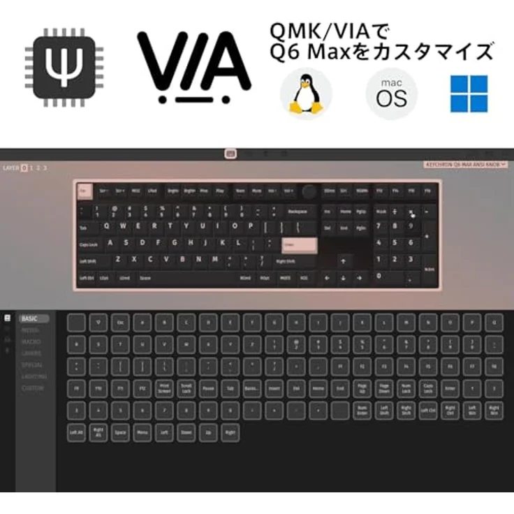 Keychron Q6 Max Kabellose Mechanische Tastatur, RGB LED Gateron Banana Schalter für Mac Windows Linux - Weiß – Bild 3