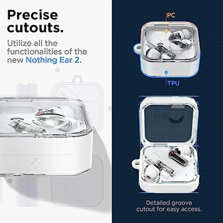 Spigen Ultra Hybrid Kompatibel mit Nothing Ear 2 Hülle - Jet White – Bild 5