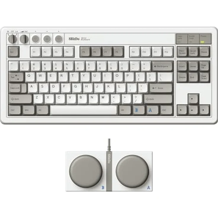 8BitDo Retro Mechanical Keyboard M Edition, 87 Tasten, Kailh Box Switches Hot-swap, QWERTY, Bluetooth/Wireless 2.4G, Weiß – Bild 2